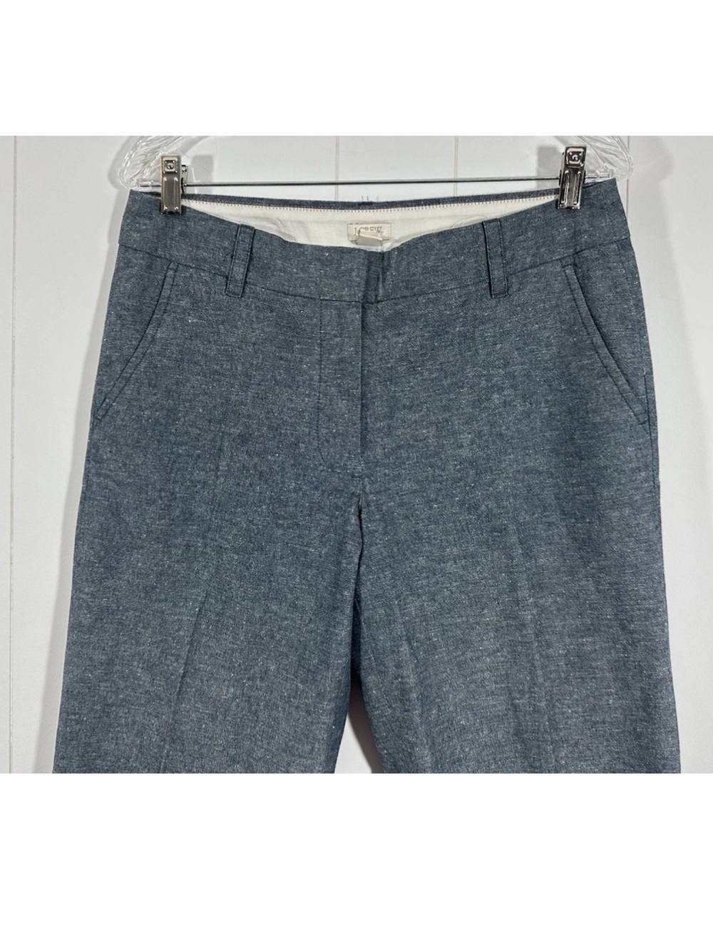 J Crew Size 6 cotton linen Gray Dress Pants Womens Flat Front Career - Picture 2 of 12